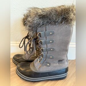 Sorel Joan of Arctic NL3481-052 Waterproof Winter Boots Grey Faux Fur Women’s 8